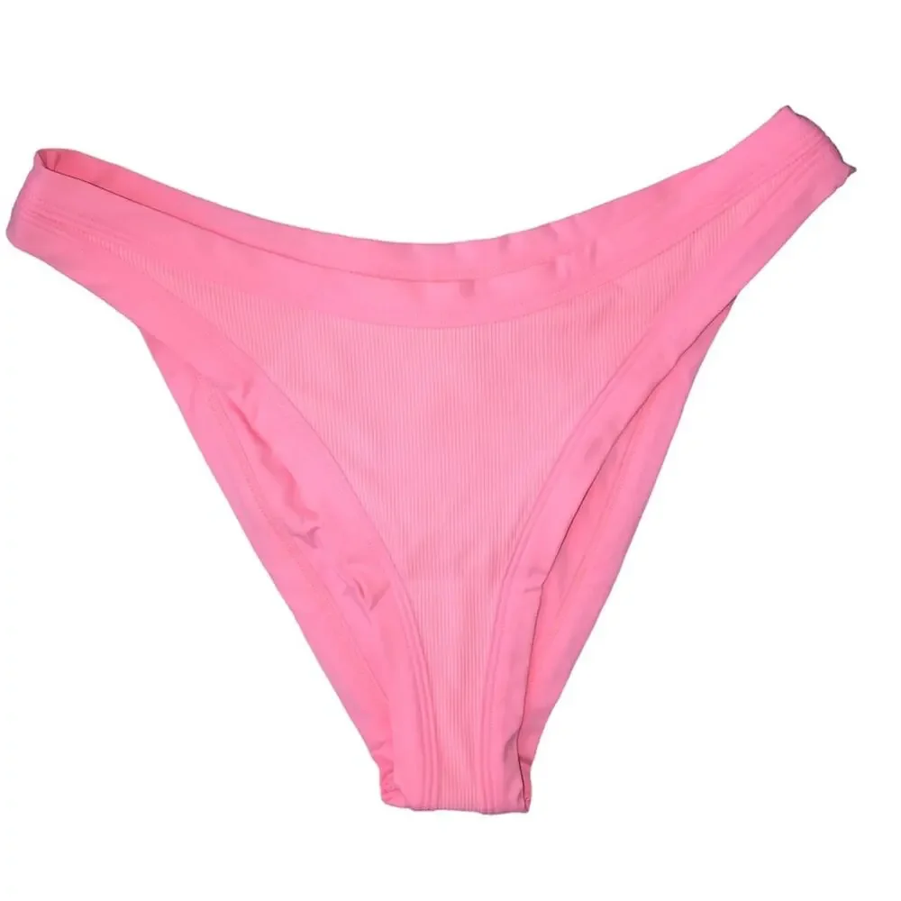 L*Space Foley Bitsy Ribbed Bikini Bottom Crystal Pink Small NWT